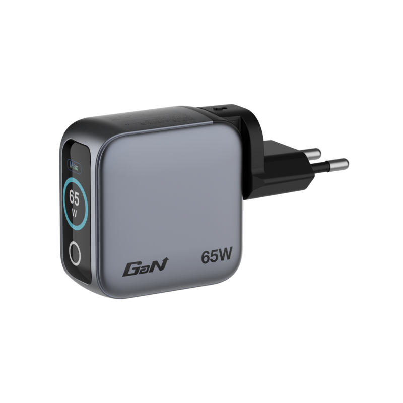 65W 3-Port Mini GAN Charger with TFT Touch Display