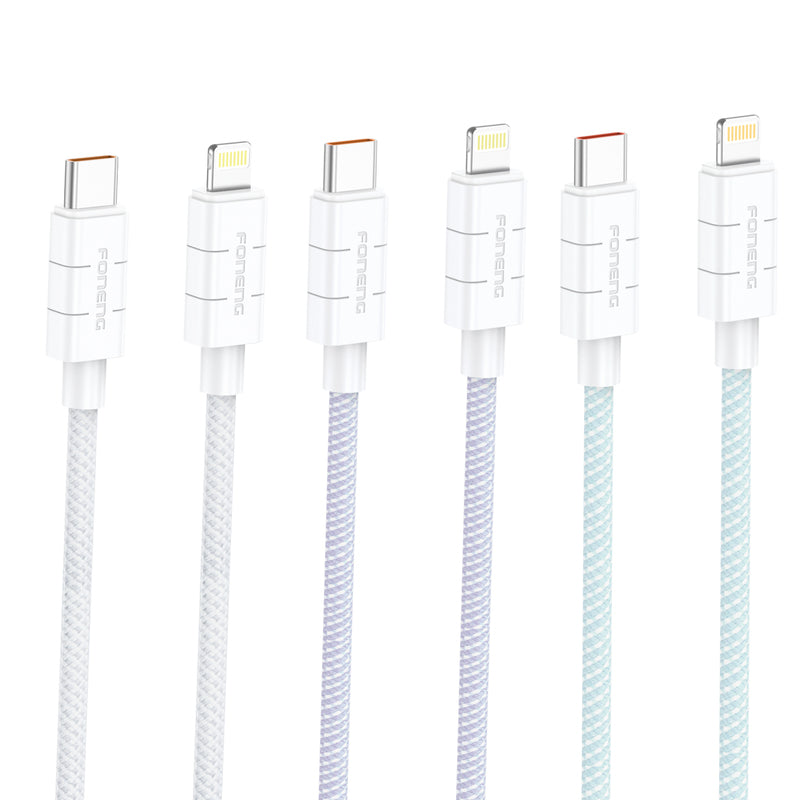 XS02  (PD27W) 1.2M Type-C to Lightning/ White Braided Cable
