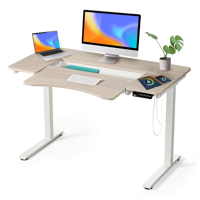 Electric Standing Desk | Light Wood
