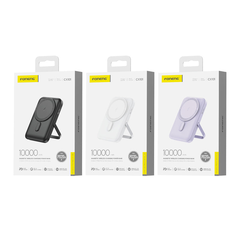 CX101 (20W) 10000mAh Magnetic Wireless Power Bank Black