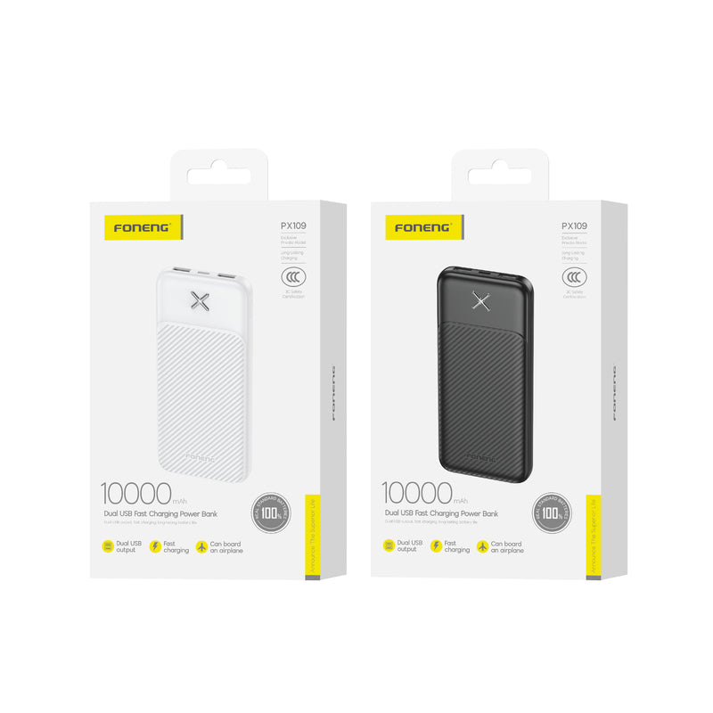 PX109 10000mAh Power Bank (2.1A &amp; 2 Outputs) White