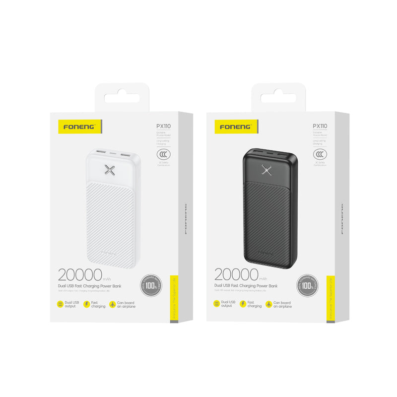 PX110 20000mAh Power Bank (2.1A &amp; 2 Outputs) Black