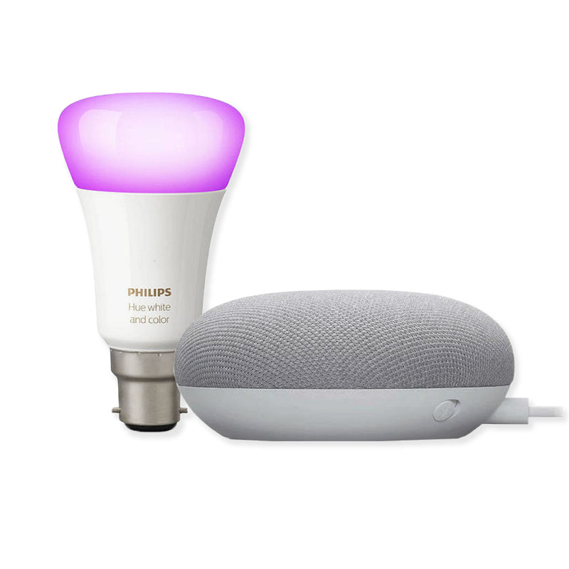 Google Mini &amp; E27 Colour Philips Hue Smart Bulb