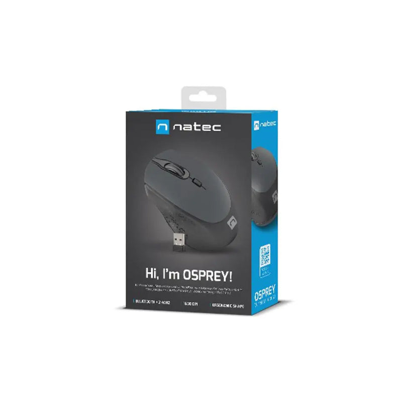 MOUSE OSPREY WIRELESS 1600DPI BLUETOOTH + 2.4GHZ BLACK-GRAY