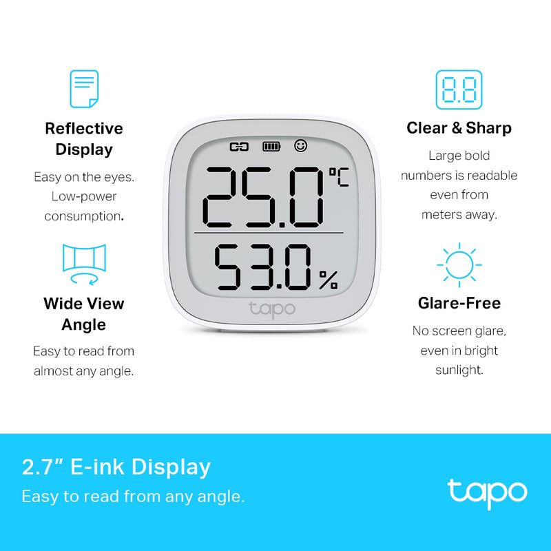 TP-Link Tapo Smart Temperature and Humidity Monitor | Requires Tapo Hub |  2.7 E-Ink Display | Swiss-Made Sensor | Long-Lasting Performance 