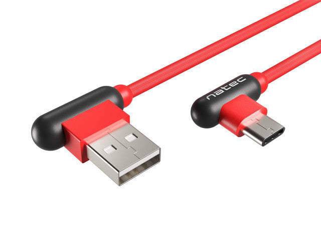 USB-C(M)->USB-A(M) 2.0 CABLE 1M ANGLED LEFT/RIGHT RED