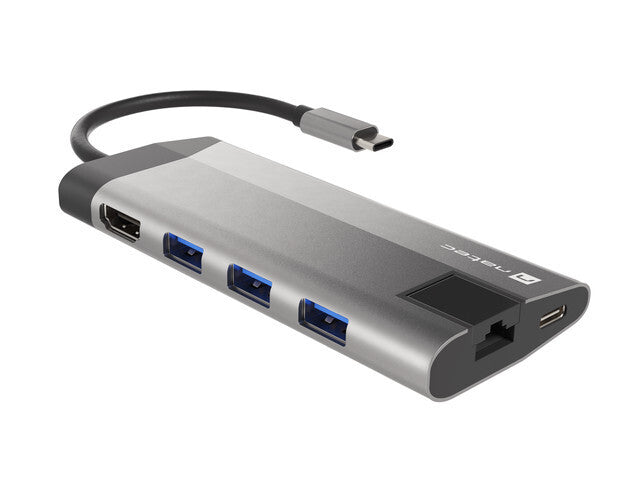USB-C MULTIPORT ADAPTER 8 IN 1 FOWLER PLUS  HUB USB 3.0 3X, HDMI 4K, USB-C PD, RJ45, SD, MICRO