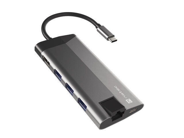 USB-C MULTIPORT ADAPTER 8 IN 1 FOWLER PLUS  HUB USB 3.0 3X, HDMI 4K, USB-C PD, RJ45, SD, MICRO