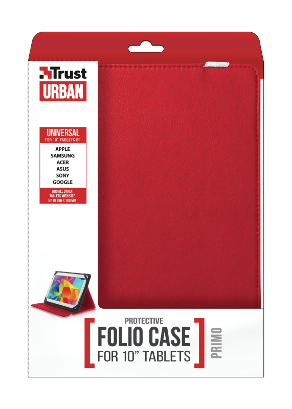 Primo Universal Folio Case for 10" Tablets | Red