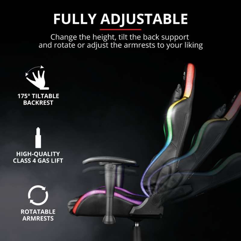 Trust GXT 716 Rizza RGB Gaming Chair with Powerbank | Black &amp; RGB