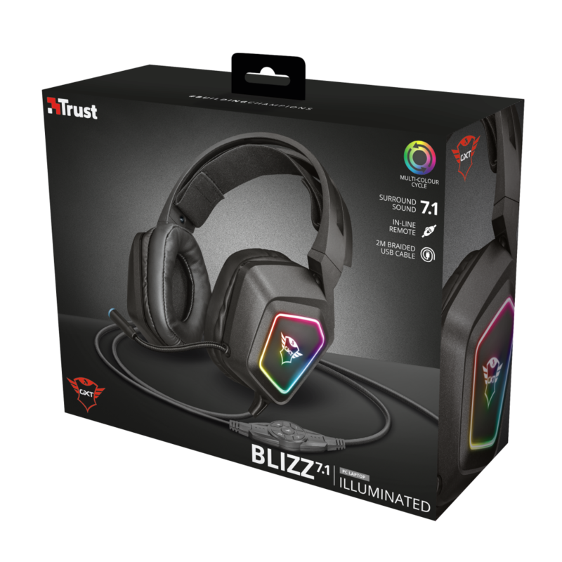 Trust GXT 450 Blizz RGB 7.1 Surround Gaming Headset Black TechStar