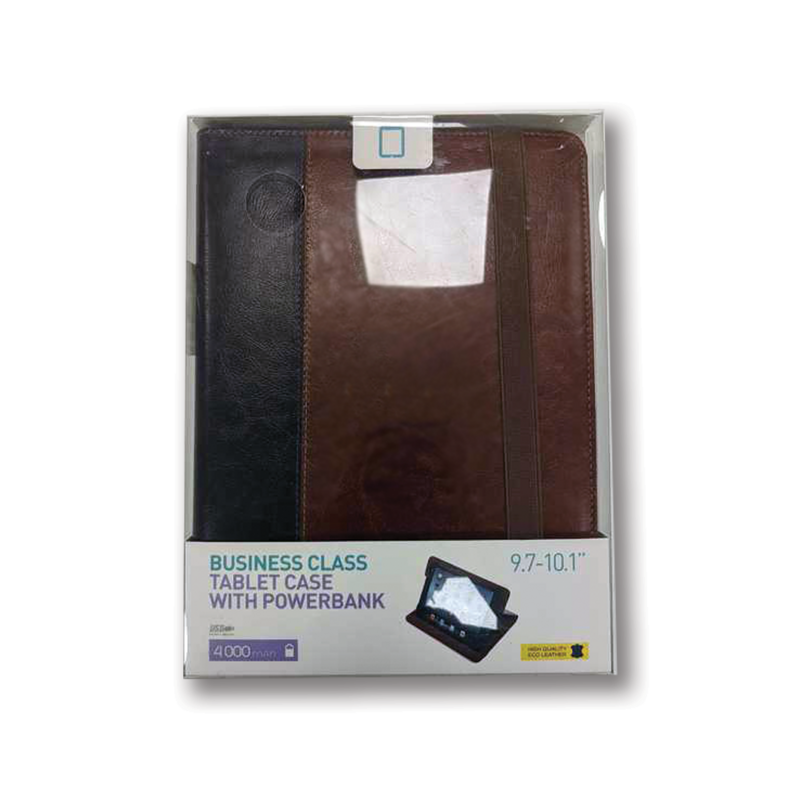 Business style 9.7"-10.1" Tablet Flip Case with Powerbank | Brown Leather