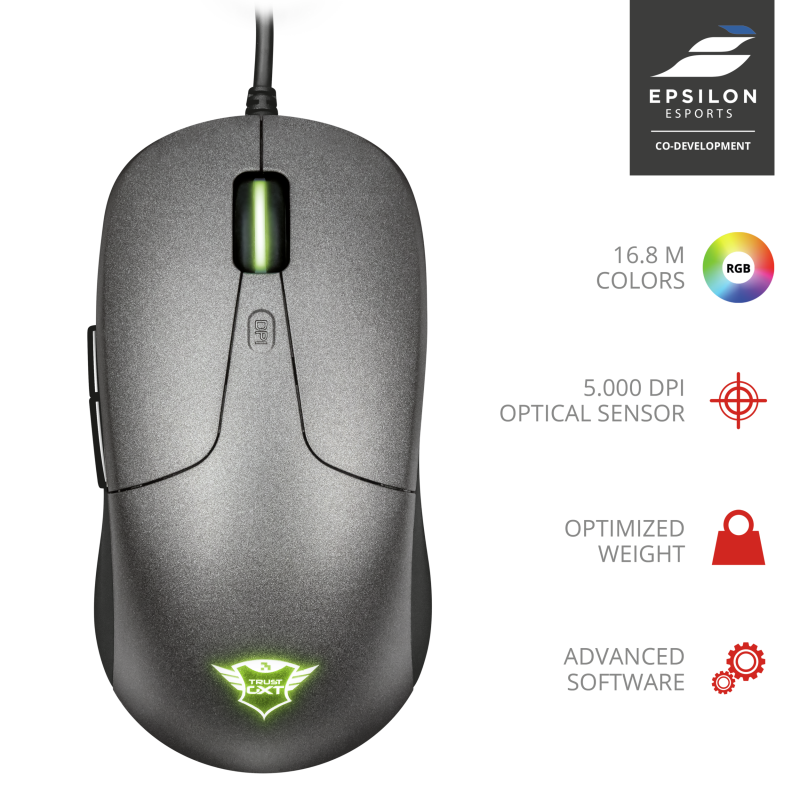 Trust GXT 180 Kusan RGB Pro Gaming Mouse | Silver
