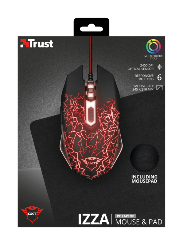 Trust GXT 783 Izza Gaming Mouse &amp; Mouse Pad | Black