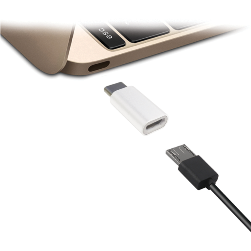 USB to Micro-USB Cable with Lightning and USB-C Adaptors