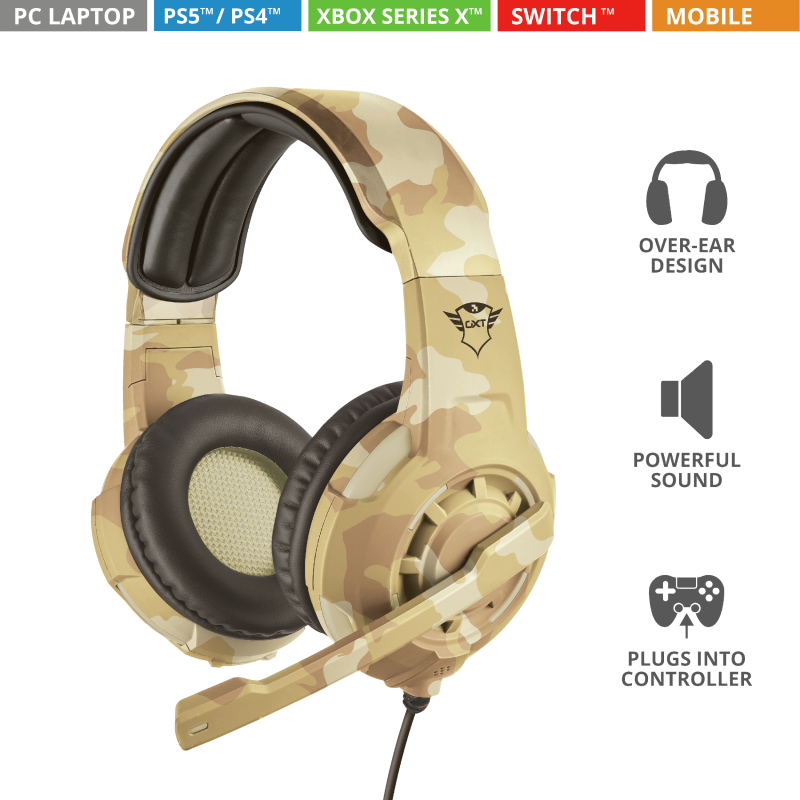 Trust GXT310D Radius Gaming Headset Desert Camo TechStar