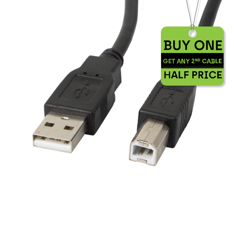 USB A - B "Printer" Cable | Ferrite Core | USB 2.0 | 1.8m
