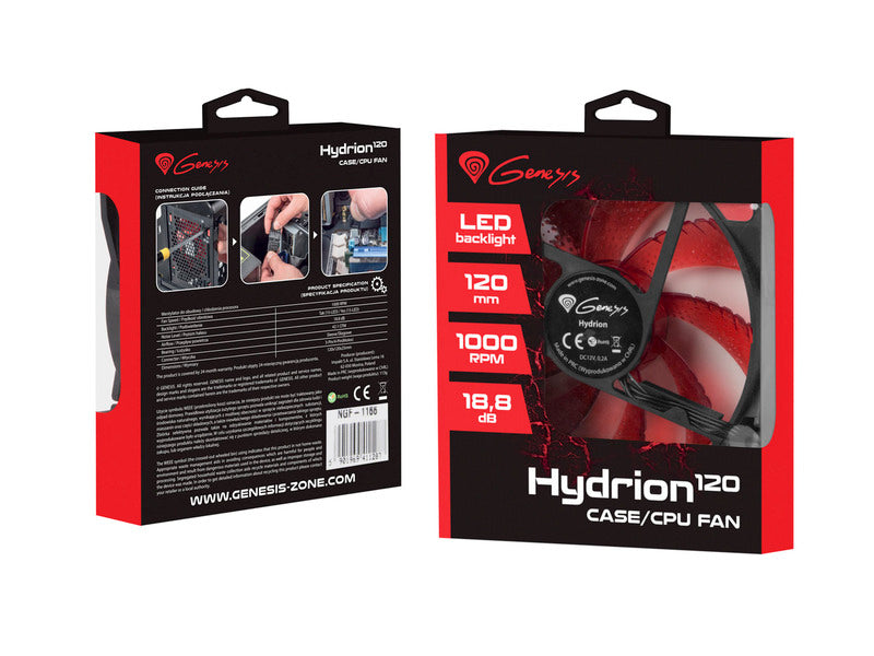 Hydrion 120 | 120mm Case Fan | Red LED