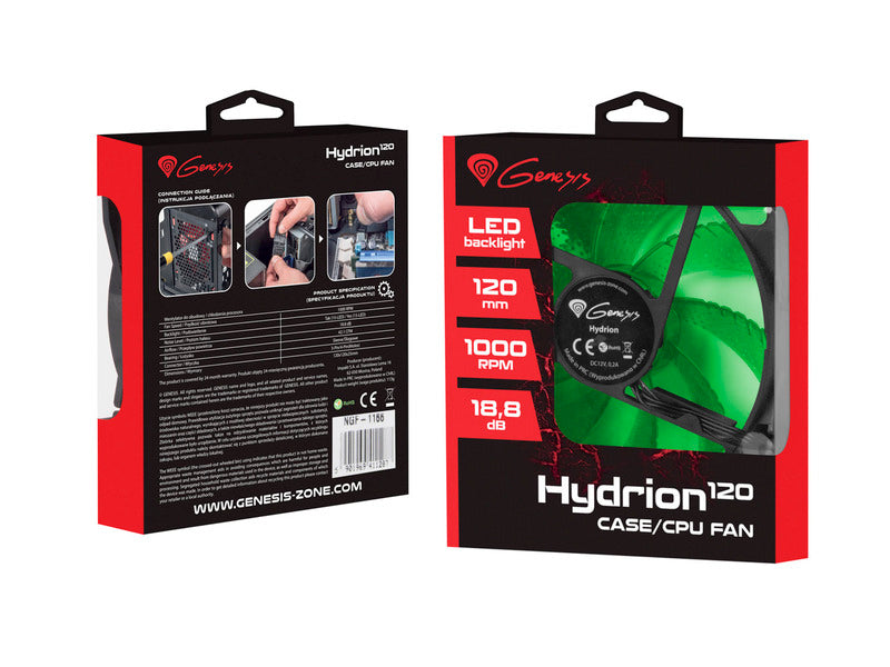 Hydrion 120 | 120mm Case Fan | Green LED