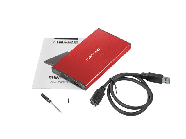 2.5" HDD/SSD Enclosure | Rhino Go | USB 3.0 Red
