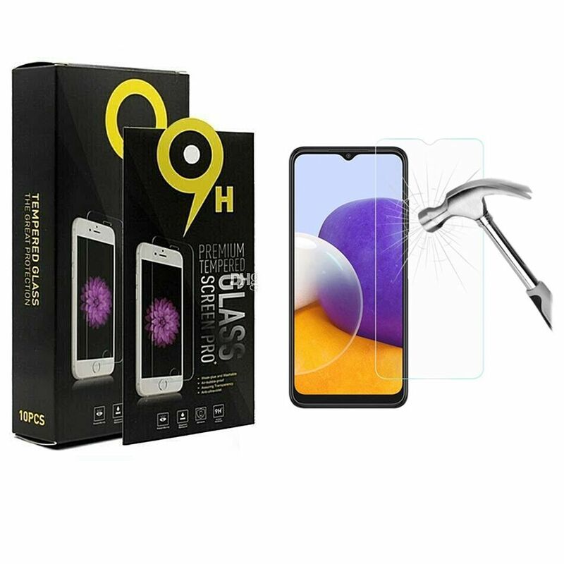 Galaxy A22 Tempered Glass | 9H 2D Black Edges + Install