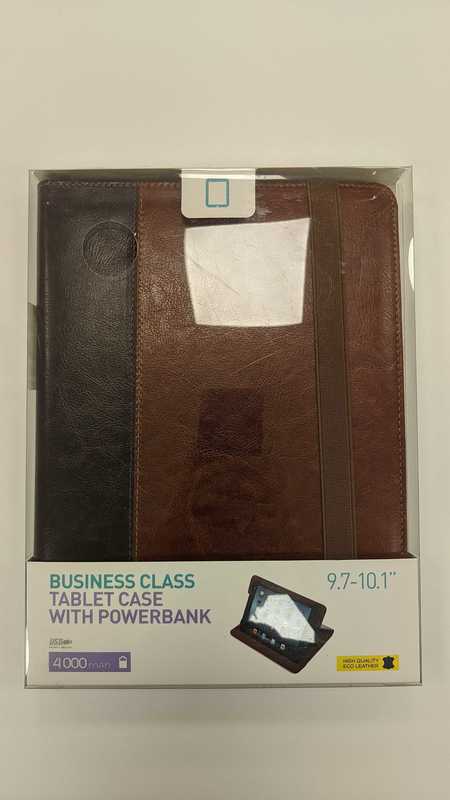Business style 9.7"-10.1" Tablet Flip Case with Powerbank | Brown Leather