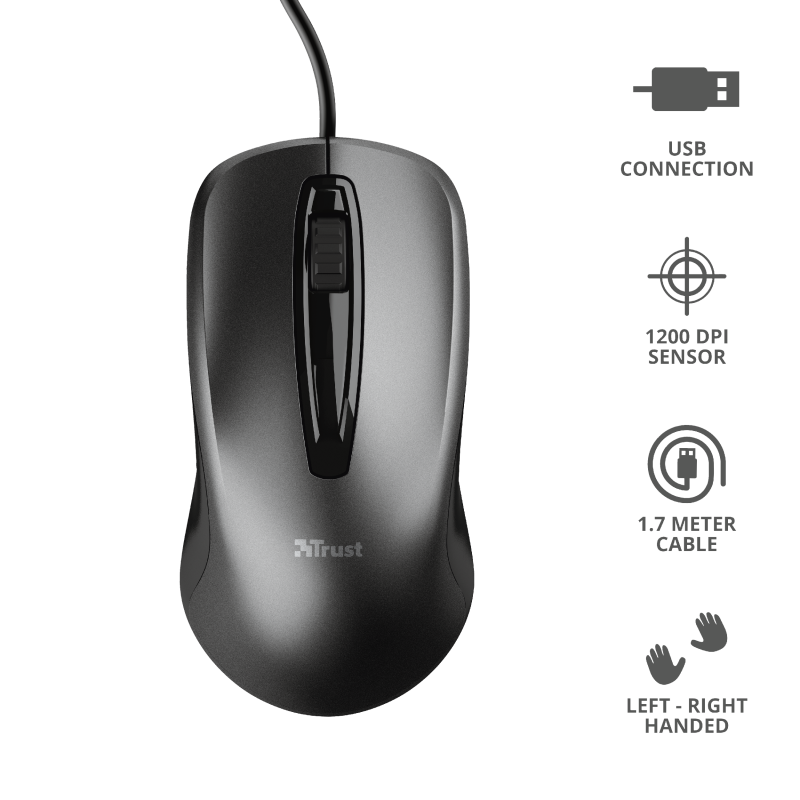 Carve 3 Button Optical USB Mouse | Black