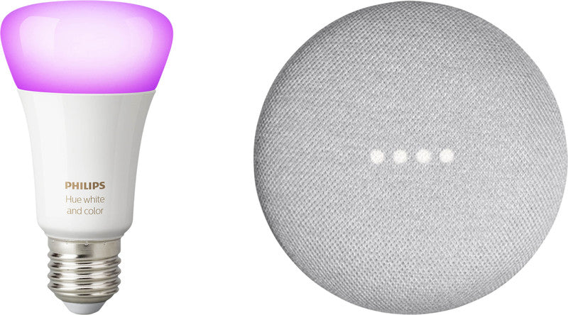 Google Mini & E27 Colour Philips Hue Smart Bulb - TechStar