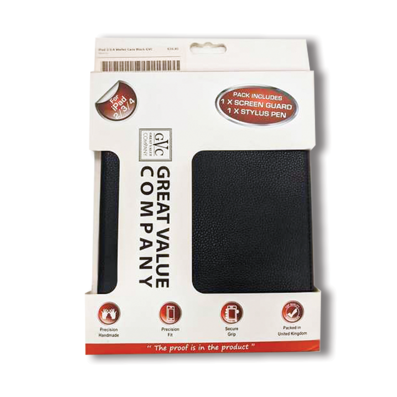 iPad 2/3/4 Wallet Case Black GVC