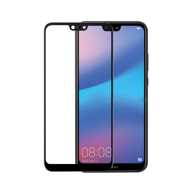 Huawei P20 Lite (2.5D Full cover black), Tempered Glass, Screen Protector + Install