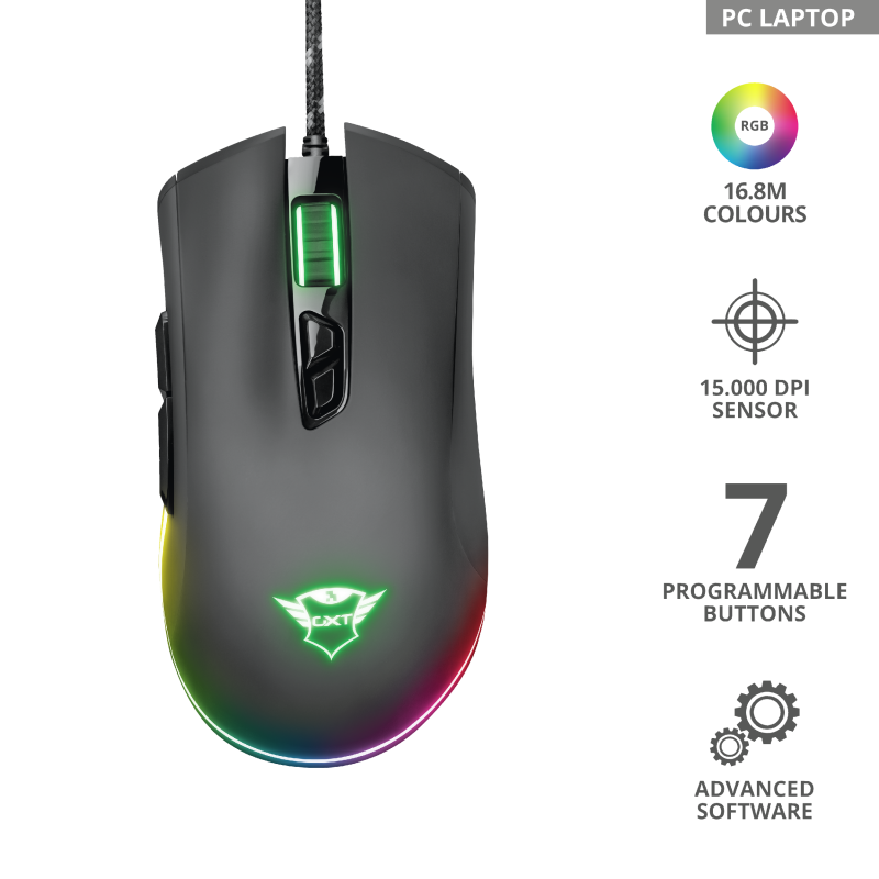 Trust GXT 900 Qudos RGB Gaming Mouse | Black