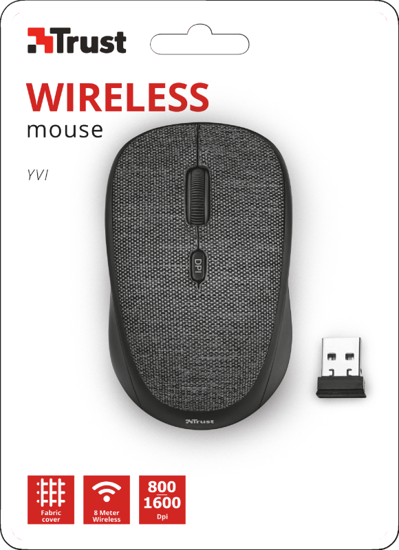 Yvi Fabric Wireless Mouse | Black